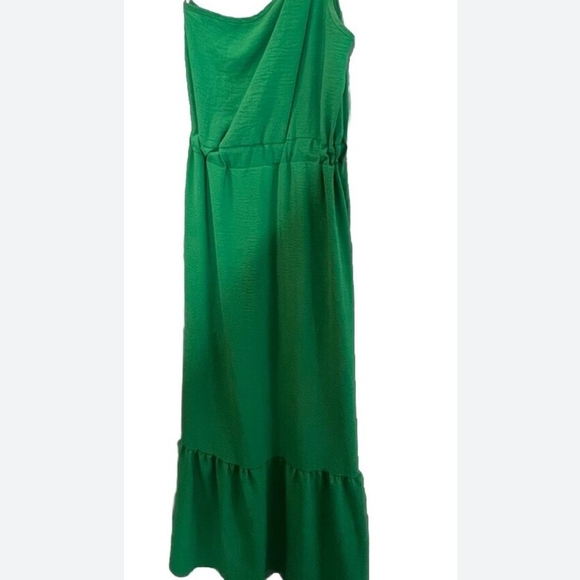 Elegant Green Maxi Dress One Shoulder Size Large - Picture 1 of 6